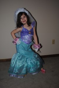 Playing dress up ~ this is Ariel at her marriage to Prince Eric