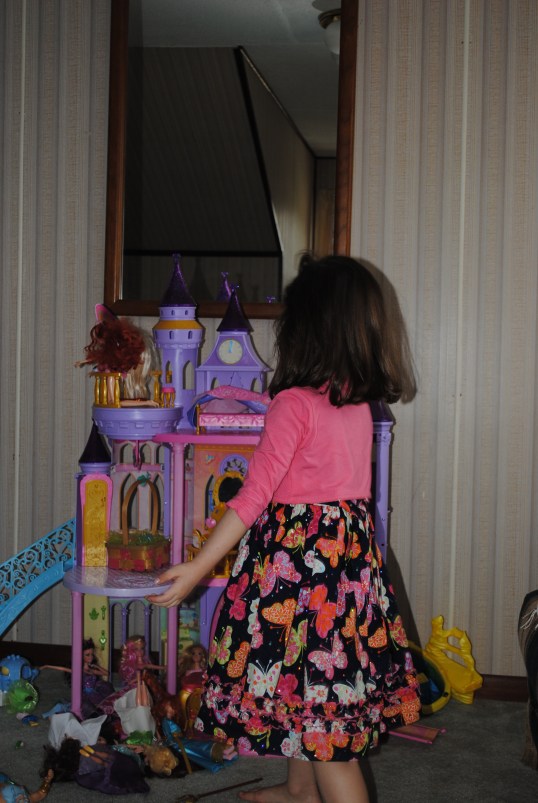 Looking for an Easter basket after the Princesses had an Easter blow-out party