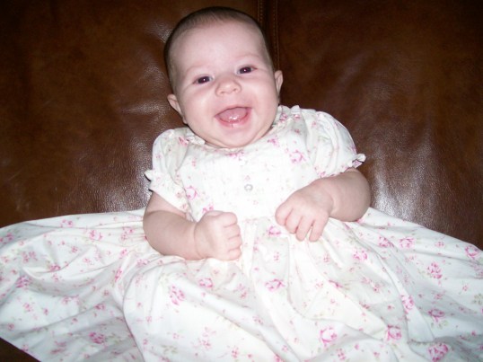 6/2008 ~ This picture was the first one we got have Dylan actually smiling. She moved to fast!