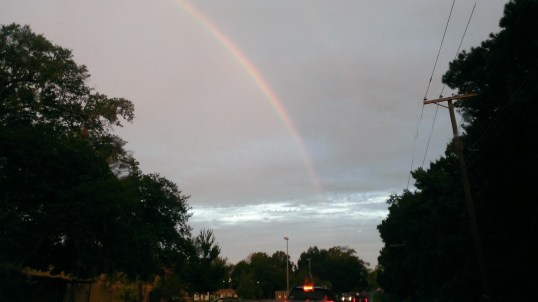 God has a plan when he puts the end of a rainbow in the direction of school. A different kind of 'pot-of-goid'.