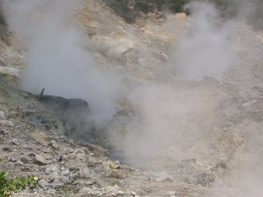 with some smelly sulphur gas rising