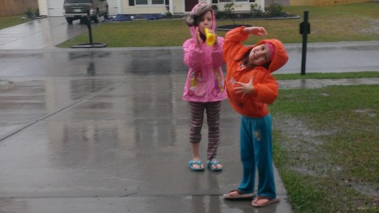 sisters in the rain