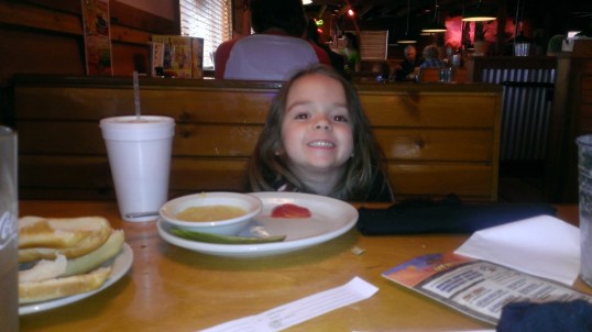 Skye at dinner with daddy