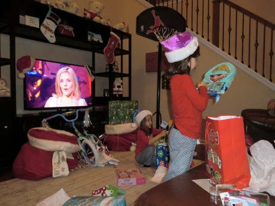 And Christmas begins with a Frozen bath towel. Meav, of Celtic Woman looks impressed!