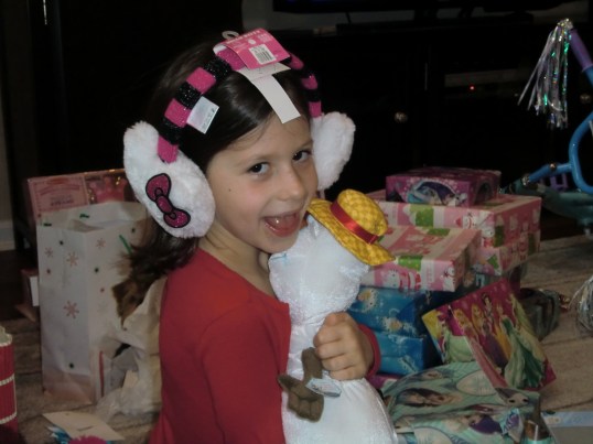 "Hello Kitty ear muffs and Olaf talking snowman, oh yea"