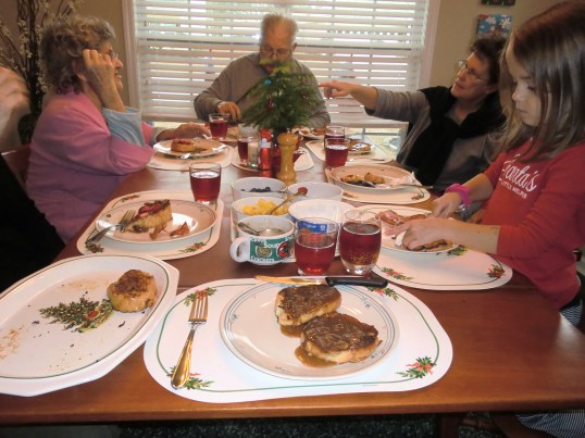 Egg nog  French toast breakfast with warm butter pecan syrup and assorted fruit toppings