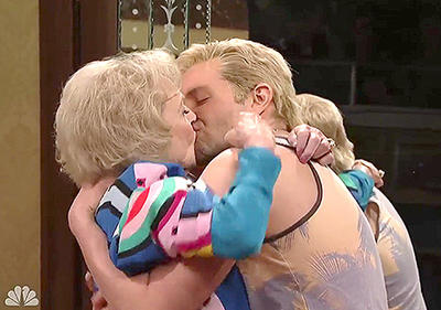 Bradley Cooper and Betty White reminisce at the end of a skit. It went viral I understand.